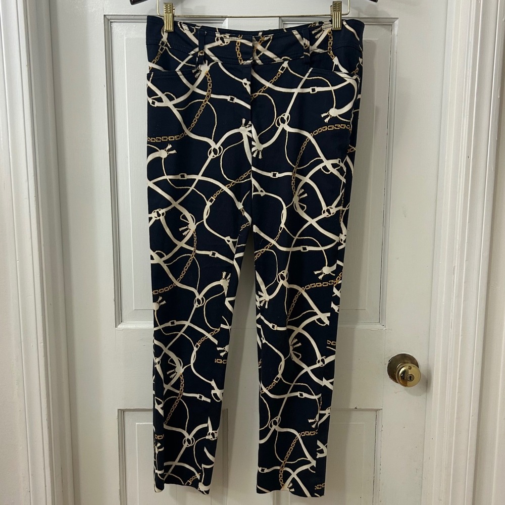 VTG Cache‎ Sz 8 Equestrian Chain Print Straight Leg Pants Women